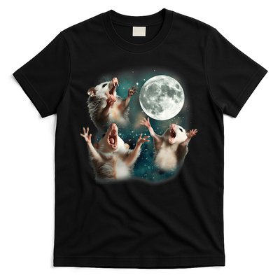 Three Opposum Moon 3 Possum Dead Moon Weird Cursed Meme T-Shirt
