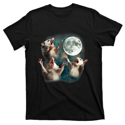 Three Opposum Moon 3 Possum Dead Moon Weird Cursed Meme T-Shirt