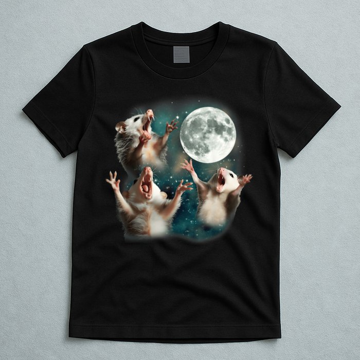 Three Opposum Moon 3 Possum Dead Moon Weird Cursed Meme T-Shirt