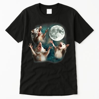 Three Opposum Moon 3 Possum Dead Moon Weird Cursed Meme Tall T-Shirt