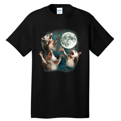 Three Opposum Moon 3 Possum Dead Moon Weird Cursed Meme Tall T-Shirt