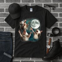 Three Opposum Moon 3 Possum Dead Moon Weird Cursed Meme Tall T-Shirt