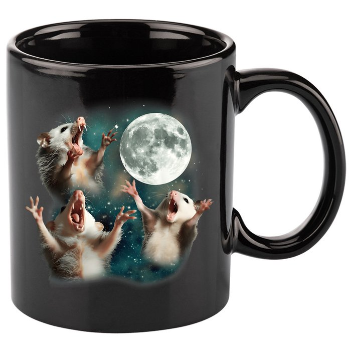 Three Opposum Moon 3 Possum Dead Moon Weird Cursed Meme 11oz C Handle Ceramic Mug