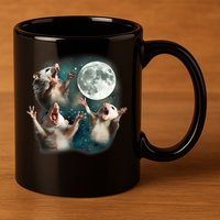 Three Opposum Moon 3 Possum Dead Moon Weird Cursed Meme 11oz C Handle Ceramic Mug