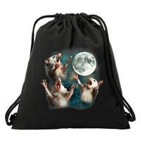 Three Opposum Moon 3 Possum Dead Moon Weird Cursed Meme Drawstring Bag