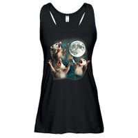 Three Opposum Moon 3 Possum Dead Moon Weird Cursed Meme Ladies Essential Flowy Tank