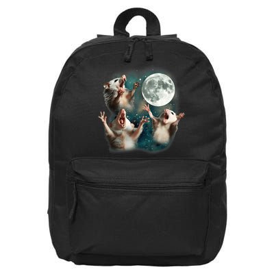 Three Opposum Moon 3 Possum Dead Moon Weird Cursed Meme 16 in Basic Backpack