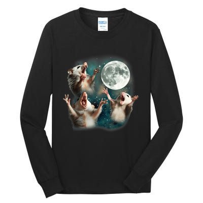 Three Opposum Moon 3 Possum Dead Moon Weird Cursed Meme Tall Long Sleeve T-Shirt