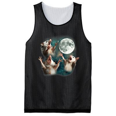 Three Opposum Moon 3 Possum Dead Moon Weird Cursed Meme Mesh Reversible Basketball Jersey Tank