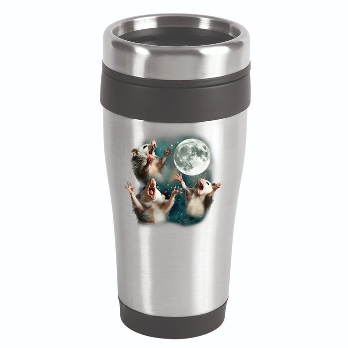 Three Opposum Moon 3 Possum Dead Moon Weird Cursed Meme 16oz Travel Tumbler
