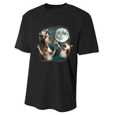 Three Opposum Moon 3 Possum Dead Moon Weird Cursed Meme Performance Sprint T-Shirt