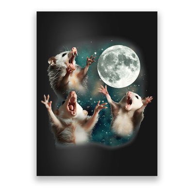 Three Opposum Moon 3 Possum Dead Moon Weird Cursed Meme Poster
