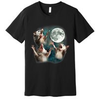 Three Opposum Moon 3 Possum Dead Moon Weird Cursed Meme Premium T-Shirt