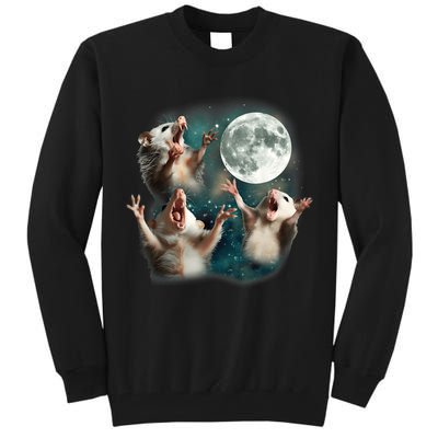 Three Opposum Moon 3 Possum Dead Moon Weird Cursed Meme Tall Sweatshirt
