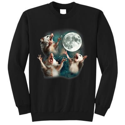 Three Opposum Moon 3 Possum Dead Moon Weird Cursed Meme Tall Sweatshirt