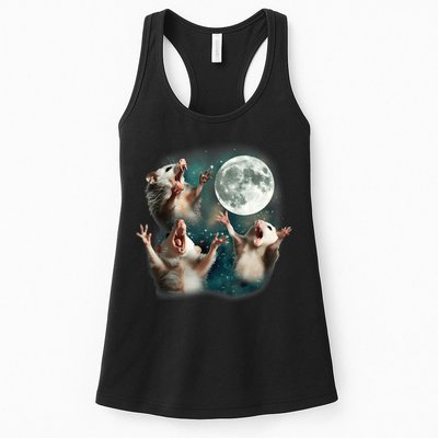 Three Opposum Moon 3 Possum Dead Moon Weird Cursed Meme Womens Tank Top
