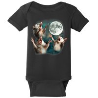 Three Opposum Moon 3 Possum Dead Moon Weird Cursed Meme Baby Bodysuit
