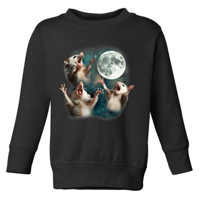 Three Opposum Moon 3 Possum Dead Moon Weird Cursed Meme Toddler Sweatshirt