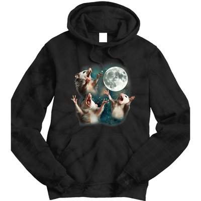 Three Opposum Moon 3 Possum Dead Moon Weird Cursed Meme Tie Dye Hoodie