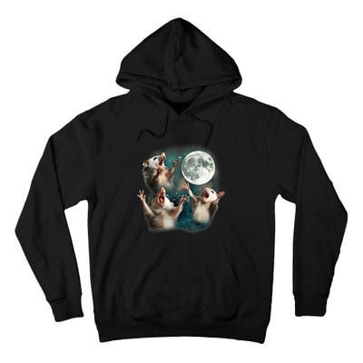 Three Opposum Moon 3 Possum Dead Moon Weird Cursed Meme Tall Hoodie