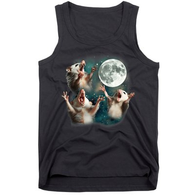 Three Opposum Moon 3 Possum Dead Moon Weird Cursed Meme Tank Top