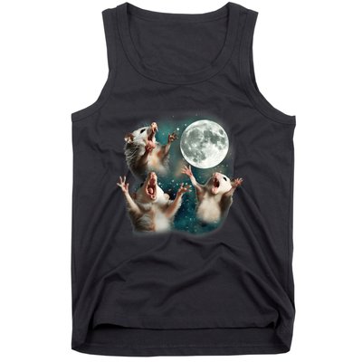 Three Opposum Moon 3 Possum Dead Moon Weird Cursed Meme Tank Top