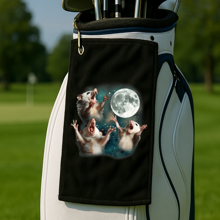 Three Opposum Moon 3 Possum Dead Moon Weird Cursed Meme Golf Towel