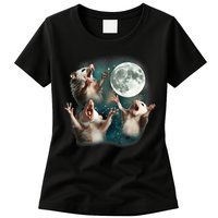 Three Opposum Moon 3 Possum Dead Moon Weird Cursed Meme Womens T-Shirt