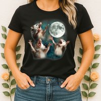 Three Opposum Moon 3 Possum Dead Moon Weird Cursed Meme Womens T-Shirt