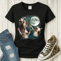 Three Opposum Moon 3 Possum Dead Moon Weird Cursed Meme Womens T-Shirt