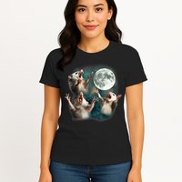 Three Opposum Moon 3 Possum Dead Moon Weird Cursed Meme Womens T-Shirt