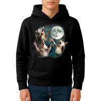 Three Opposum Moon 3 Possum Dead Moon Weird Cursed Meme Kids Hoodie