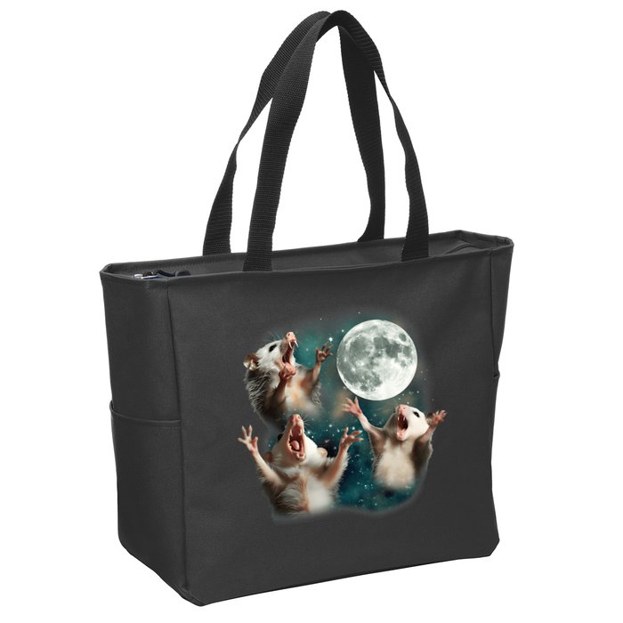 Three Opposum Moon 3 Possum Dead Moon Weird Cursed Meme Zip Tote Bag