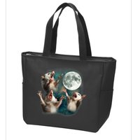 Three Opposum Moon 3 Possum Dead Moon Weird Cursed Meme Zip Tote Bag