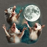Three Opposum Moon 3 Possum Dead Moon Weird Cursed Meme Cotton Canvas Backpack