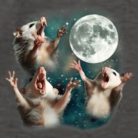 Three Opposum Moon 3 Possum Dead Moon Weird Cursed Meme Vector Backpack