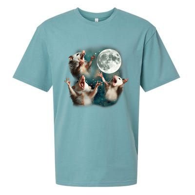 Three Opposum Moon 3 Possum Dead Moon Weird Cursed Meme Sueded Cloud Jersey T-Shirt