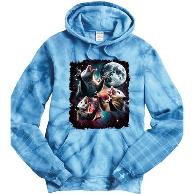 Three Opossum Moon | 3 Possum Moon Funny Weird Cursed Meme Tie Dye Hoodie