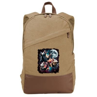 Three Opossum Moon | 3 Possum Moon Funny Weird Cursed Meme Cotton Canvas Backpack