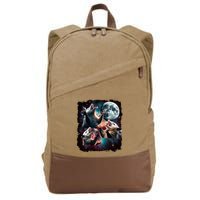 Three Opossum Moon | 3 Possum Moon Funny Weird Cursed Meme Cotton Canvas Backpack