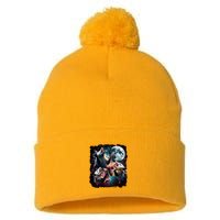Three Opossum Moon | 3 Possum Moon Funny Weird Cursed Meme Pom Pom 12in Knit Beanie