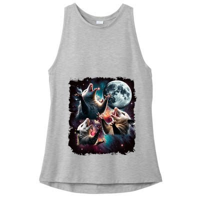 Three Opossum Moon | 3 Possum Moon Funny Weird Cursed Meme Ladies PosiCharge Tri-Blend Wicking Tank
