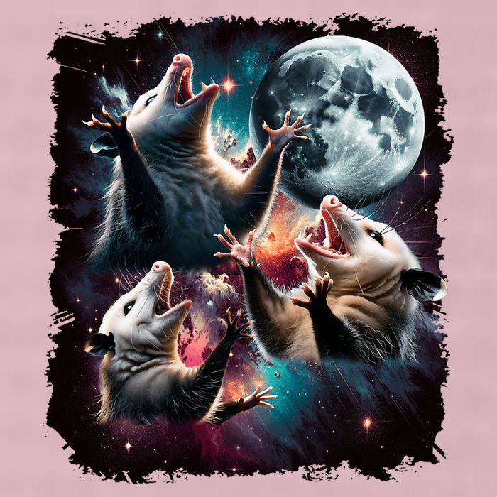 Three Opossum Moon | 3 Possum Moon Funny Weird Cursed Meme 25L Jumbo Tote