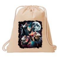 Three Opossum Moon | 3 Possum Moon Funny Weird Cursed Meme Drawstring Bag