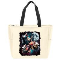 Three Opossum Moon | 3 Possum Moon Funny Weird Cursed Meme Zip Tote Bag