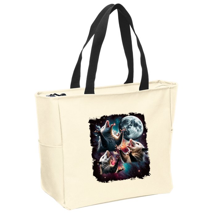 Three Opossum Moon | 3 Possum Moon Funny Weird Cursed Meme Zip Tote Bag