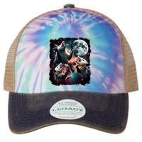 Three Opossum Moon | 3 Possum Moon Funny Weird Cursed Meme Legacy Tie Dye Trucker Hat