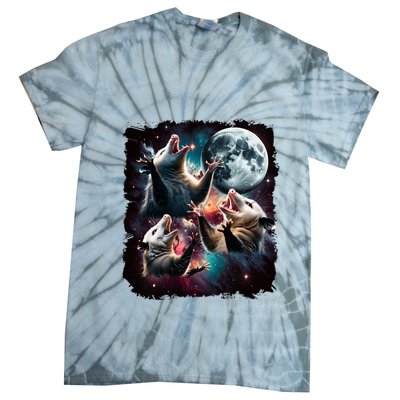 Three Opossum Moon | 3 Possum Moon Funny Weird Cursed Meme Tie-Dye T-Shirt