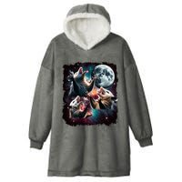 Three Opossum Moon | 3 Possum Moon Funny Weird Cursed Meme Hooded Wearable Blanket