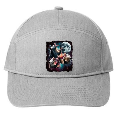 Three Opossum Moon | 3 Possum Moon Funny Weird Cursed Meme 7-Panel Snapback Hat